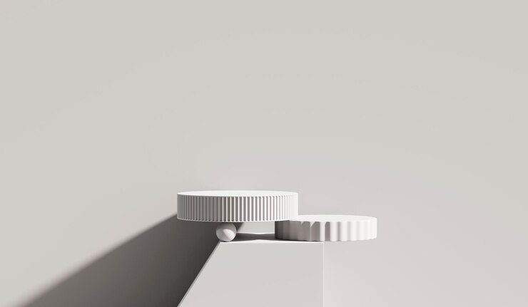 Photo abstract white platform podium showcase for product display 3d rendering
