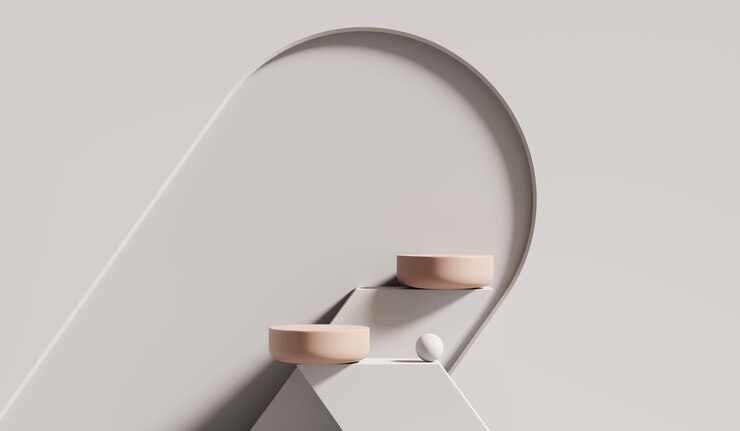 Photo abstract white platform podium showcase for product display 3d rendering
