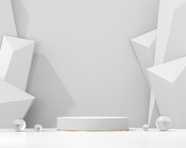 Abstract White Podium Stage Platform For Product Display Showcase 3D Rendering
