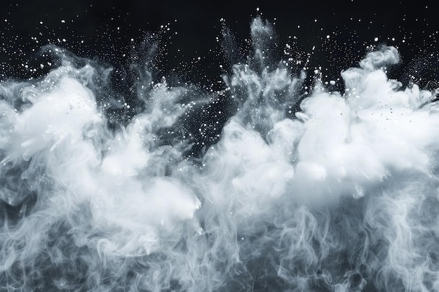 abstract white powder explosion on black background black background