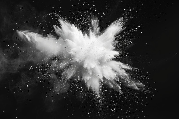 abstract white powder explosion on black background black background