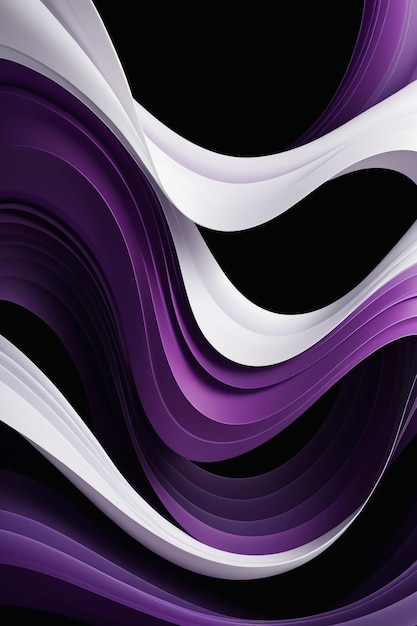 Photo abstract white and purple wavy on a dark background vertical composition