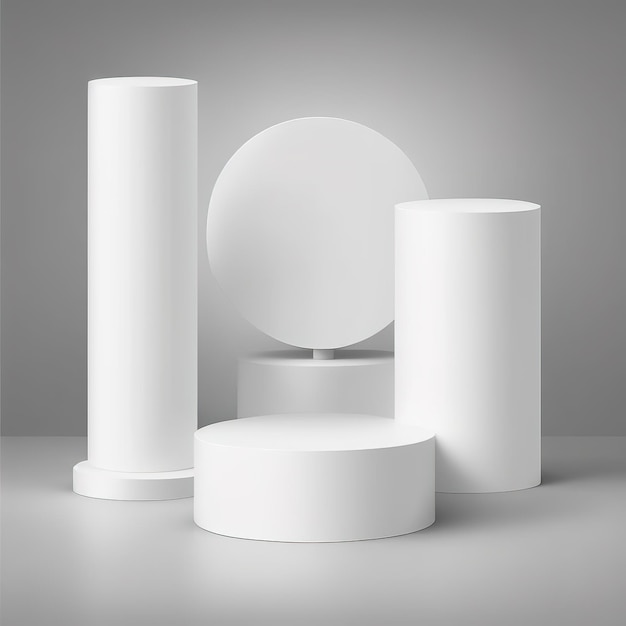 Abstract white room with realistic white cylinder Generative AI