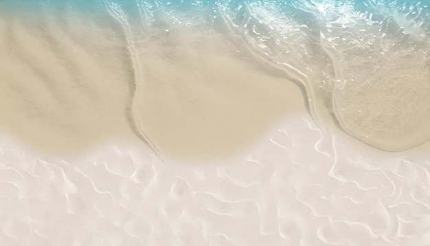 Abstract white sand beach with transparent water wave from above concept banner background photo