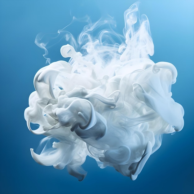 Abstract white smoke isolated on blue background design element for brochure advertisements flyer