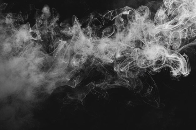Abstract white smoke overlay on black background symbolizing pollution