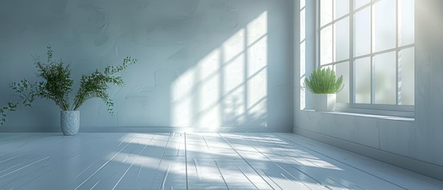 Абстрактный белый студийный фон для презентации продукта Пустая комната с затененным окном Покажите продукт на размытом фоне