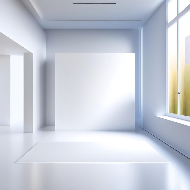Abstract white studio background with shadows of window Empty 3d room