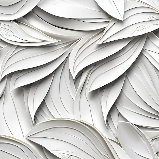 Abstract white swirling vines and leaves texture background white vines background Generative AI