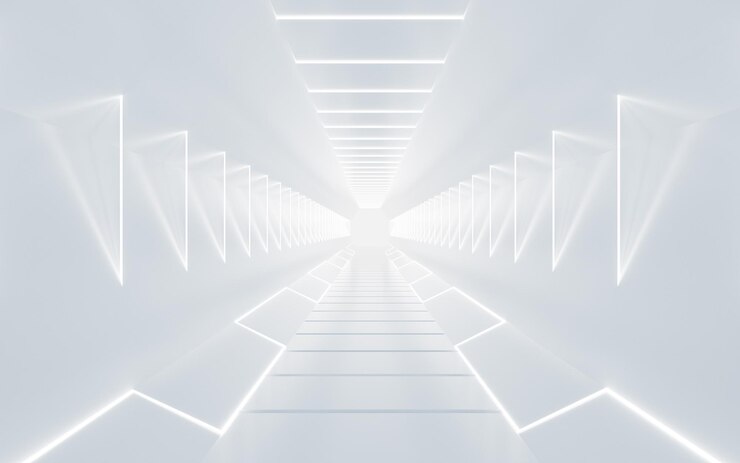 Photo abstract white tunnel 3d rendering digital drawing