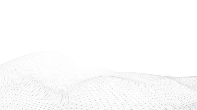 Abstract white wave background with dots and lines moving in\
space technology illustration futuristic modern dynamic wave 3d\
rendering