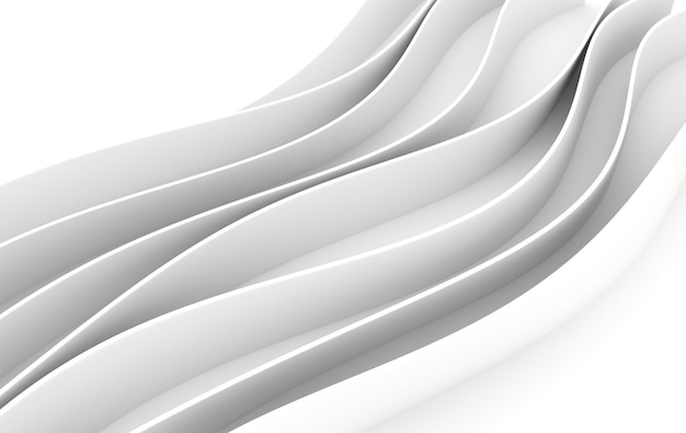 Abstract white waves 3d rendering Modern minimal design