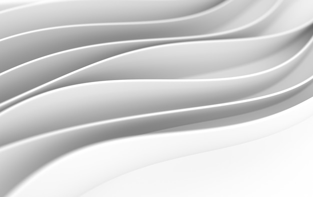 Abstract white waves 3d rendering