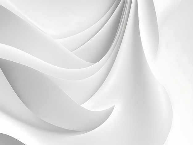 Abstract white wavy background 3d render with copy space