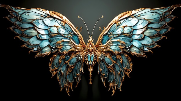 사진 촬영을 위해 고립된 아름다운 나비의 추상 날개