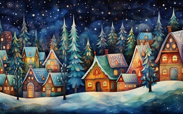 Photo abstract winter christmas pencil illustration background