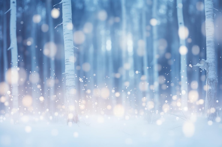 Foto abstract winterbos met vervaagde lichten in sneeuw ar 32 v 52 job id 21ccd6d7759a4d9dafa20579f942e226