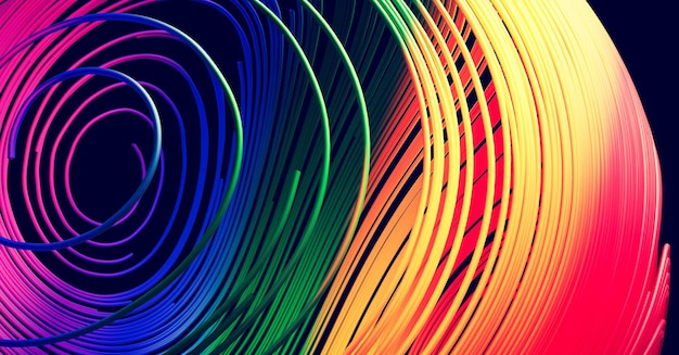 abstract wire ball in rainbow colors background