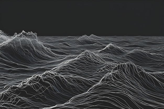 Abstract wireframe landscape on dark background