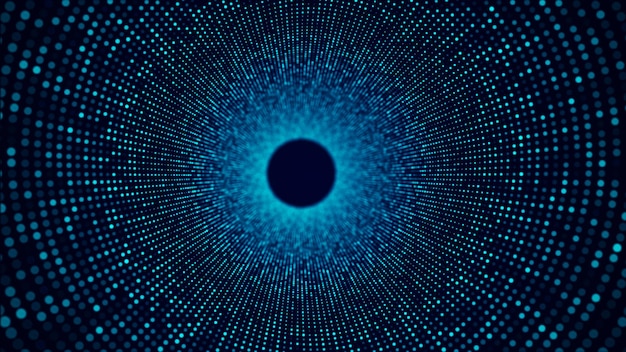 abstract wireframe tunnel blue wormhole 3d portal grid futuristic fantasy funnel 3d rendering