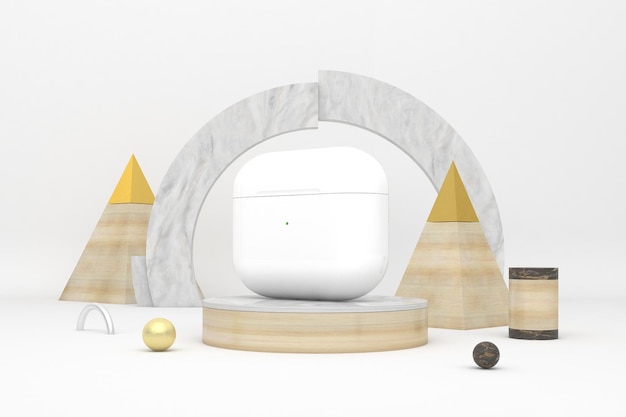 Abstract Wireless Pods Right Side In White Background