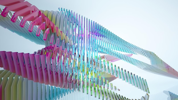 Abstract wit en gekleurd gradiënt glazen parametrisch interieur met venster 3D illustratie