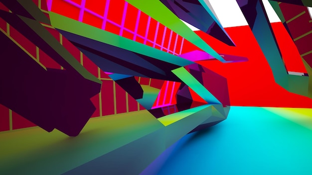 Abstract wit en gekleurd gradiëntinterieur met venster 3D illustratie en weergave