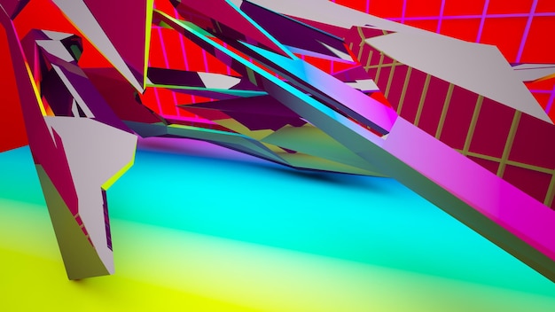 Abstract wit en gekleurd gradiëntinterieur met venster 3D illustratie en weergave