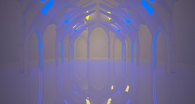 Abstract wit futuristisch SciFi-gotisch interieur