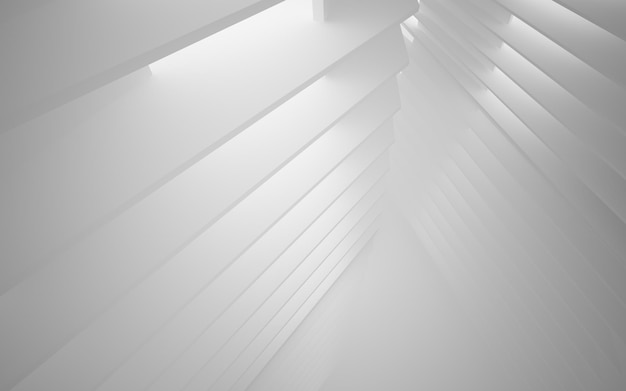 Abstract wit interieur van de toekomst, met neonverlichting. 3D illustratie en weergave