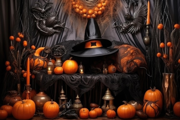 Abstract witch's mystical room for halloween