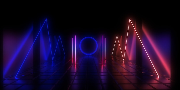 Photo abstract with neon lights. illustration