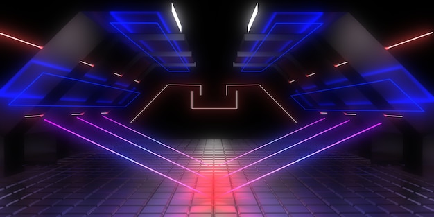 abstract with neon lights. neon tunnel.illustration