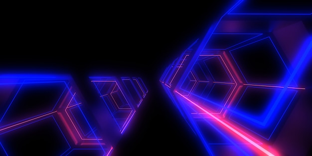 abstract with neon lights. neon tunnel .space construction