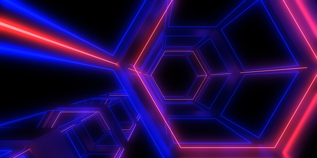 abstract with neon lights. neon tunnel .space construction