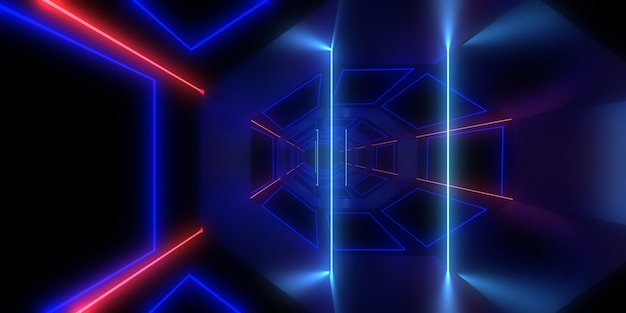 abstract with neon lights. neon tunnel .space construction