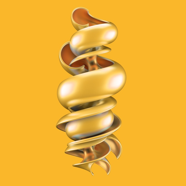 Abstract with yellow and gold shape. 3d illustration