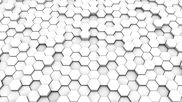 Abstract witte zeshoekige computer gegenereerd d render