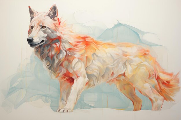 Photo abstract wolf with complex motion and hazy color generative ai illustration