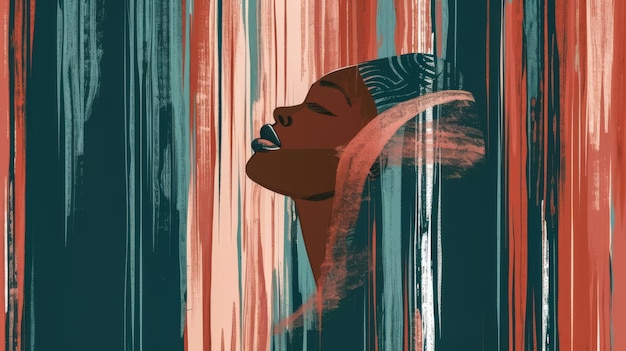 Abstract woman illustration with copyspace for text