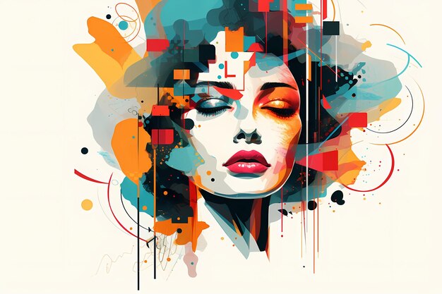 Abstract Woman Portrait colorful expressive