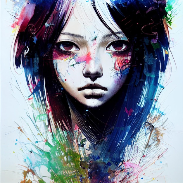 Abstract woman portrait colorful illustration