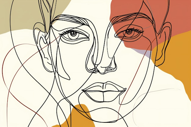 Abstract woman portrait Hand drawn illustration in minimalistic style