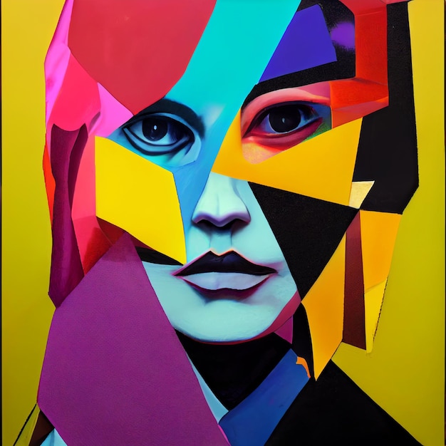 Abstract woman portrait pop art style