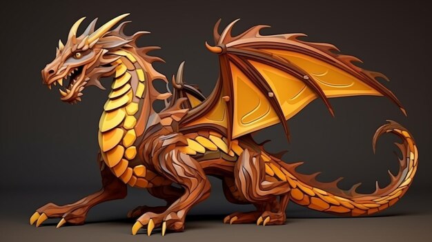 abstract wooden style full body of charismatics Alcedine Wyvern dragon Generative Ai