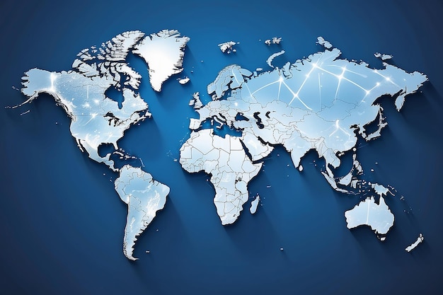 Абстрактная карта мира на синем