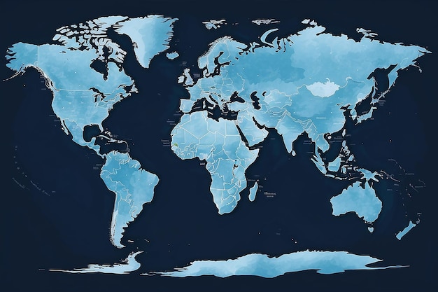 Abstract world map on blue