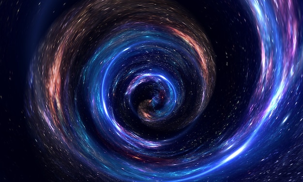 Wormhole astratto nello spazio con gas e polvere, galassia e stelle