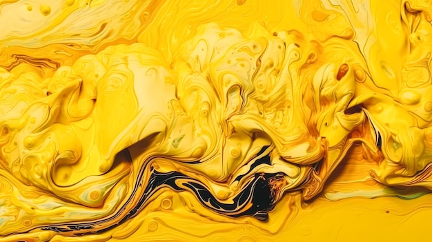 Abstract yellow background texture of spreading paint generative ai