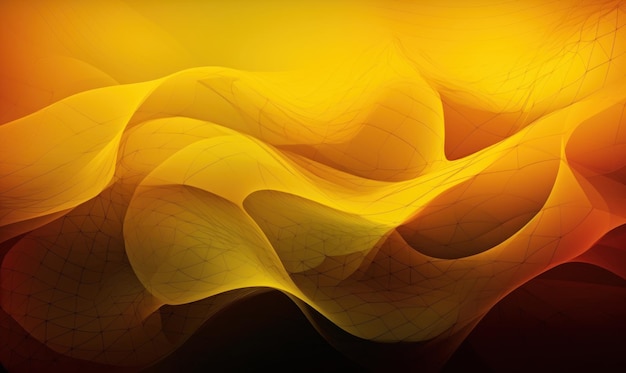 Abstract yellow color background or wallpaper of waves polygons curves lines geometries meshes